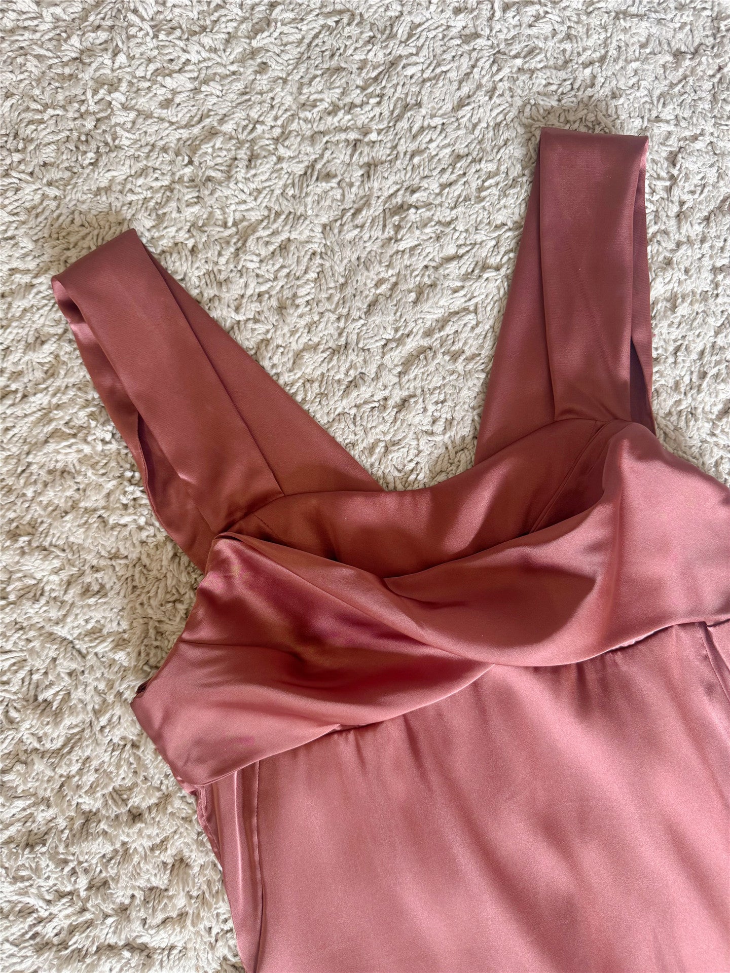 Resort gloss satin silky kink wide strap dress