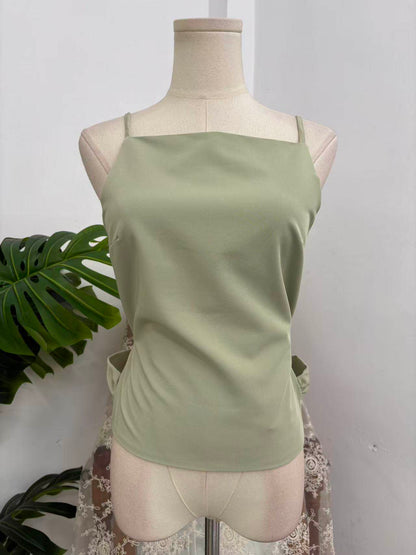 green Backless Suspender Top