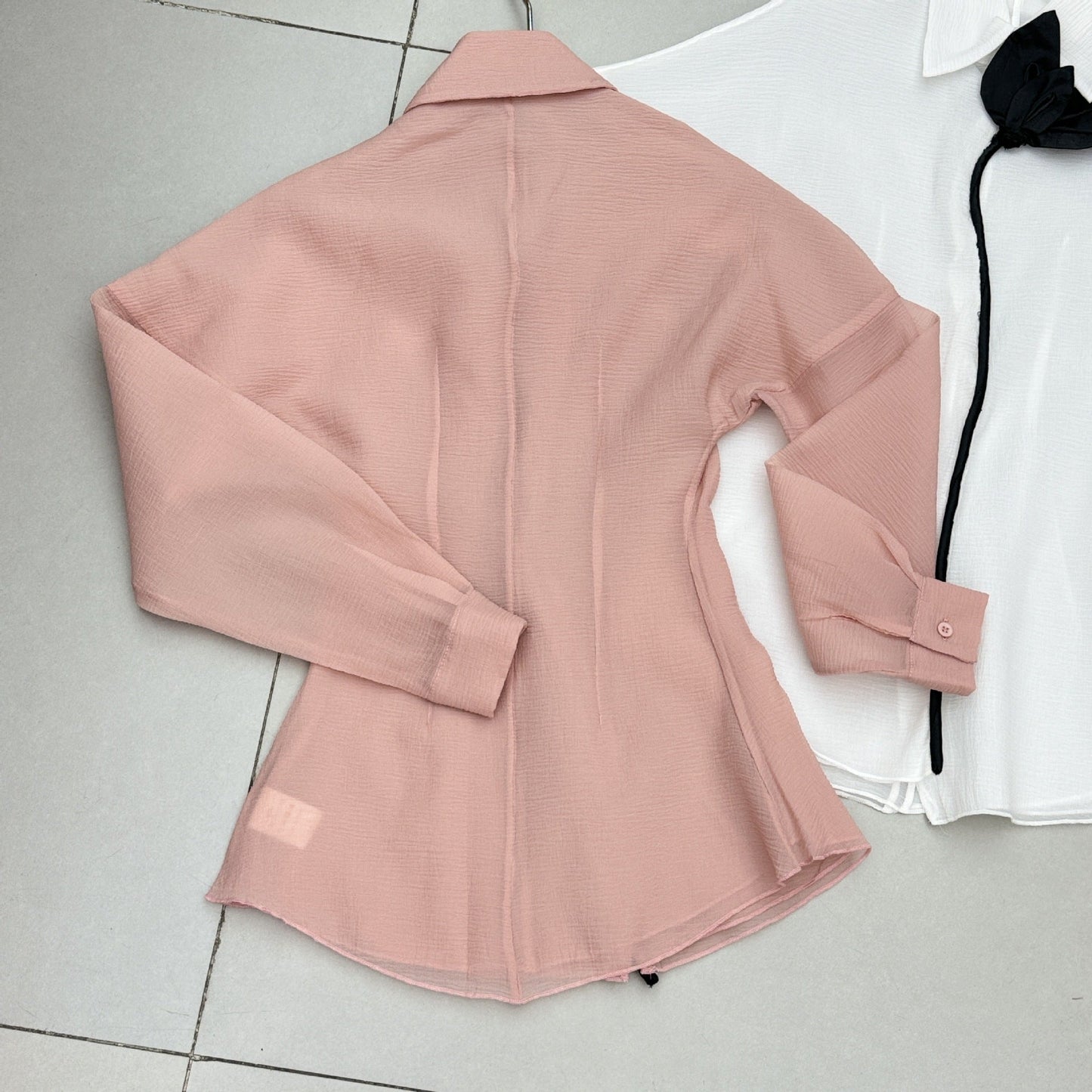 Pink Chiffon Mini Dress - Layered Ruffle Trim Shirt Dress