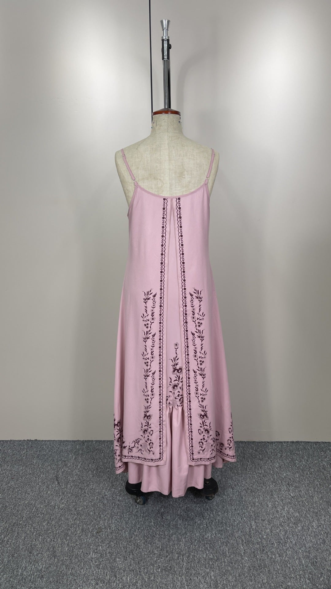 Vintage Embroidered Cotton Floral Maxi Dress
