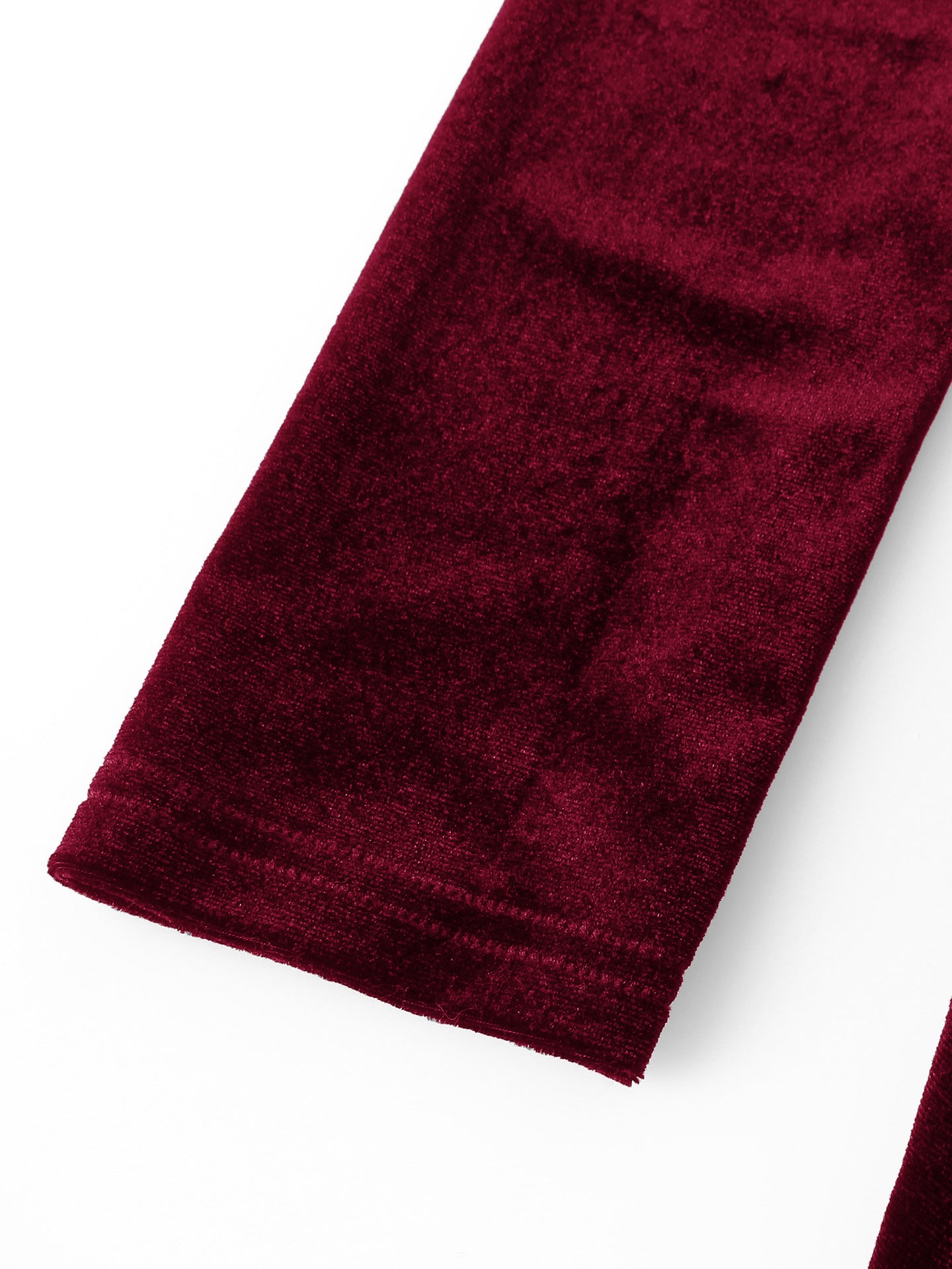 red velvet long-sleeved square neck dress