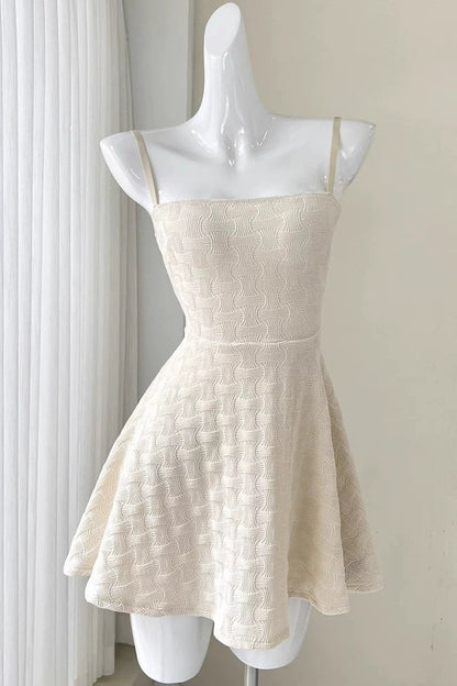 apricot off-shoulder cinched waist A-line mini dress