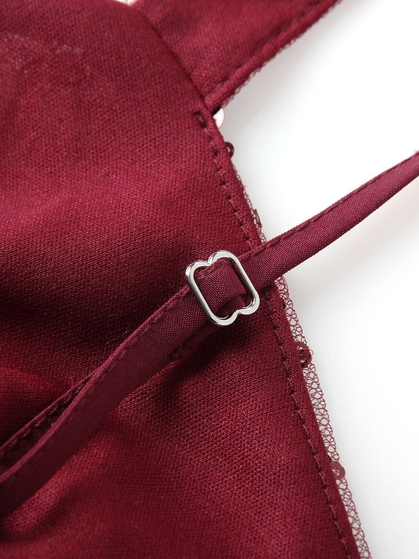 red sequin suspender evening dress