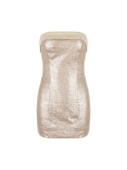 gold sequin backless bandeau dress  backless