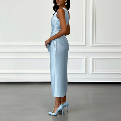 blue Off-the-Shoulder Evening Dress