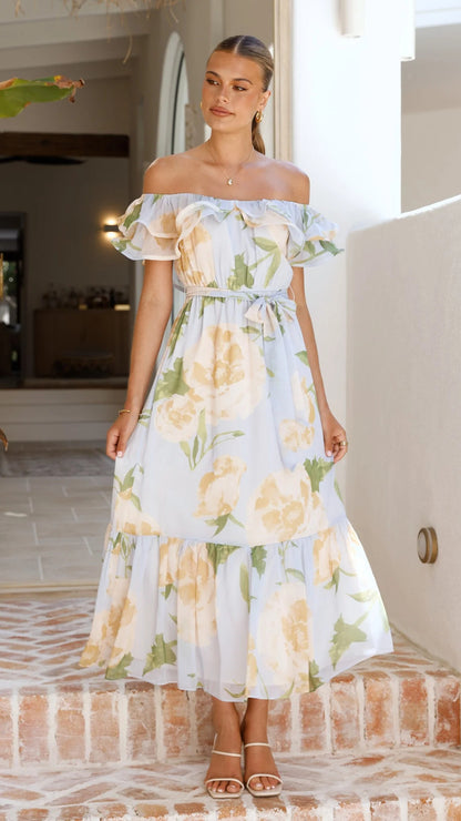 Floral print chiffon A-line maxi dress