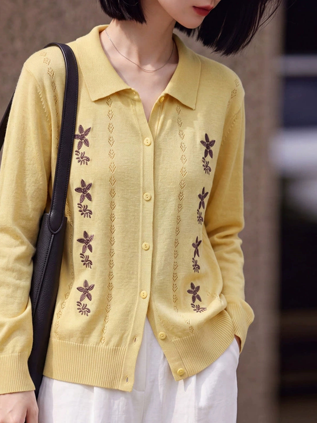New Polo-Collar Vintage Cardigan