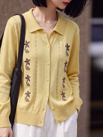 New Polo-Collar Vintage Cardigan