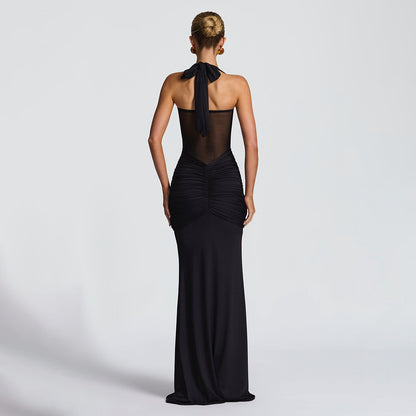 black backpack pleated hip dress