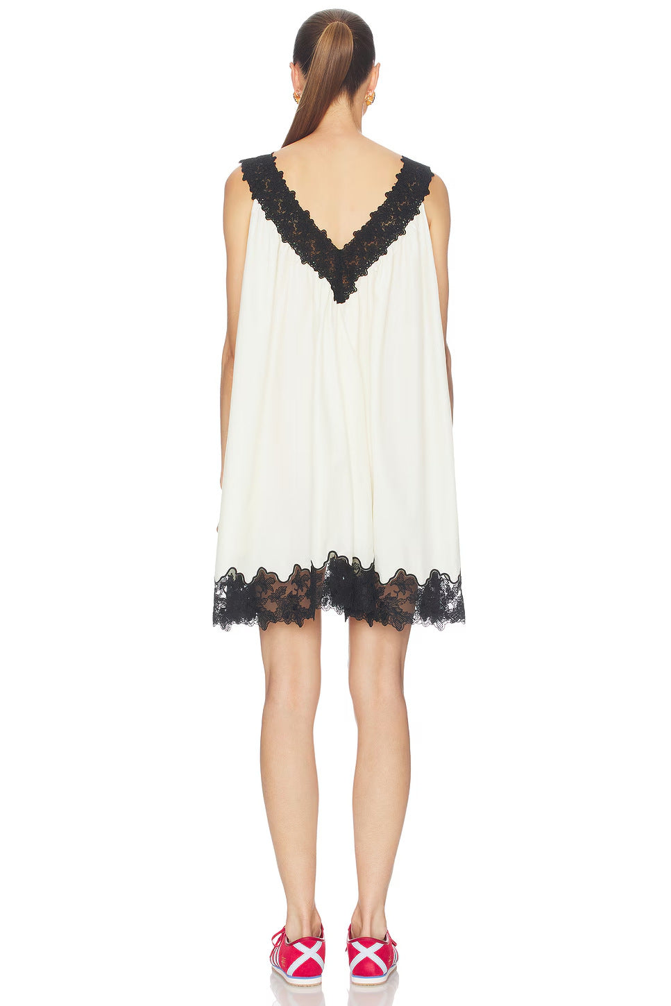 Lace V-neck sleeveless loose mini dress