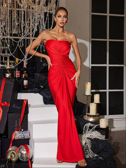 red backless maxi dress