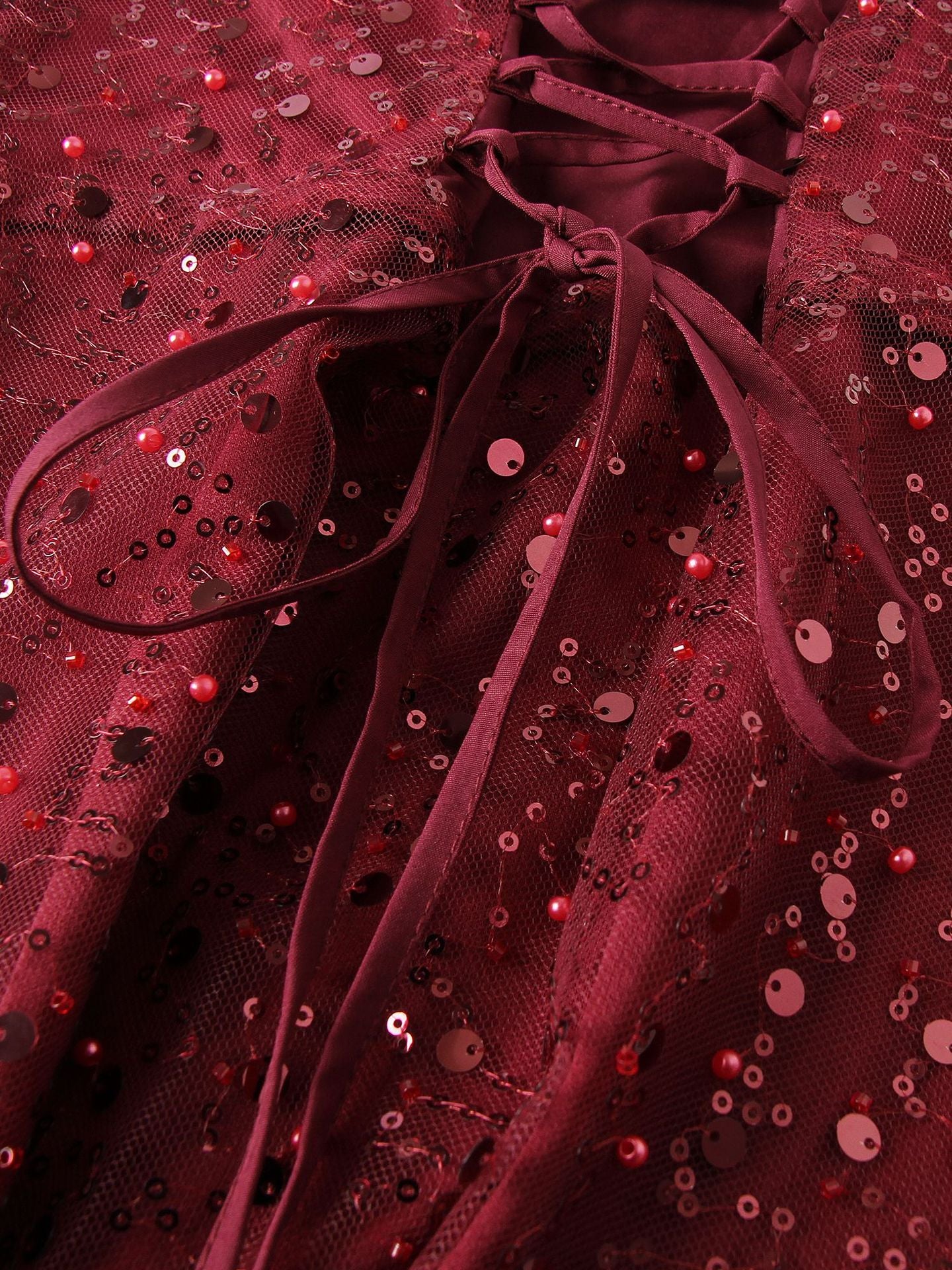 red sequin suspender evening dress