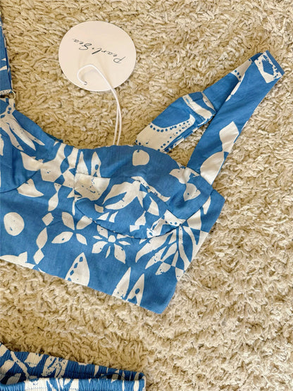 graffiti hand-painted pattern camisole shorts all-cotton two-piece set