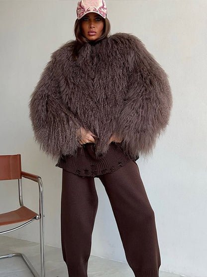 jacket short imitation fur
