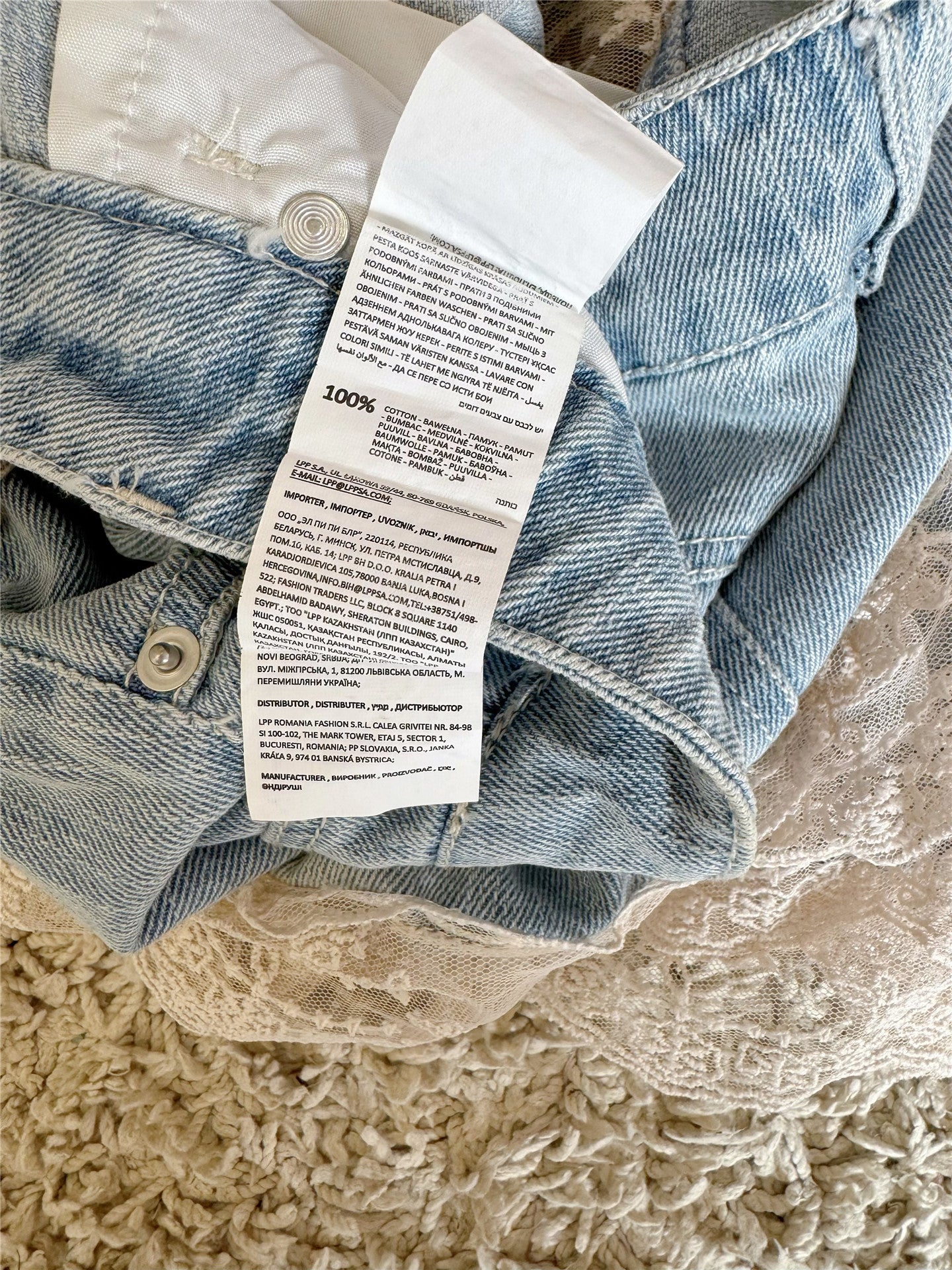 layered lace ruffle patchwork with pure cotton denim low-rise mini short skirt