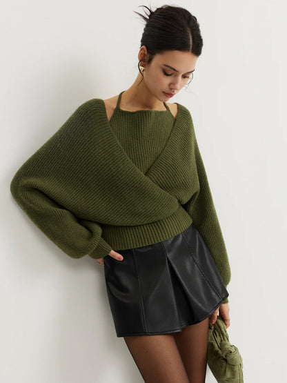 V-neck fake Shirt collar knitted sweaters