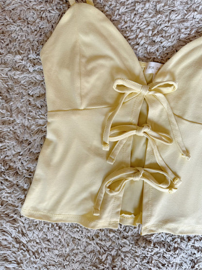 bow lace-up cropped suspender