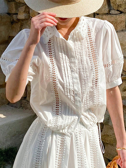 white short sleeve striped shirt