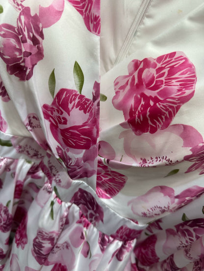 V-neck floral print double mini dress