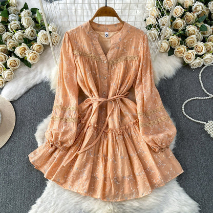 Summer rhinestone embroidered round neck midi dress