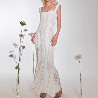 beverly Spaghetti strap lace off-shoulder dress