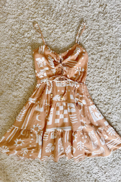 cut-out beaded lace-up yarn slip dress