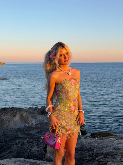 Sequin emboidery mini dress & set