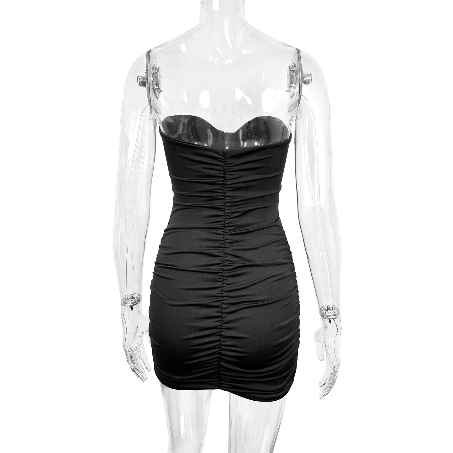 black Off-the-shoulder cutout strapless bodycon dress