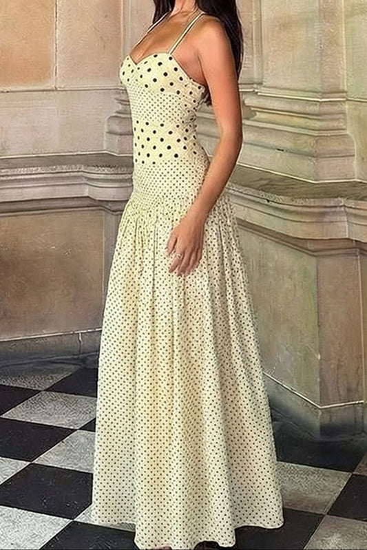 polka dot halter neck dress