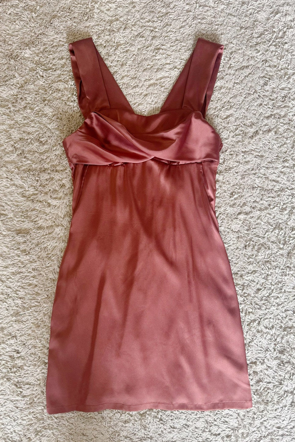 Resort gloss satin silky kink wide strap dress
