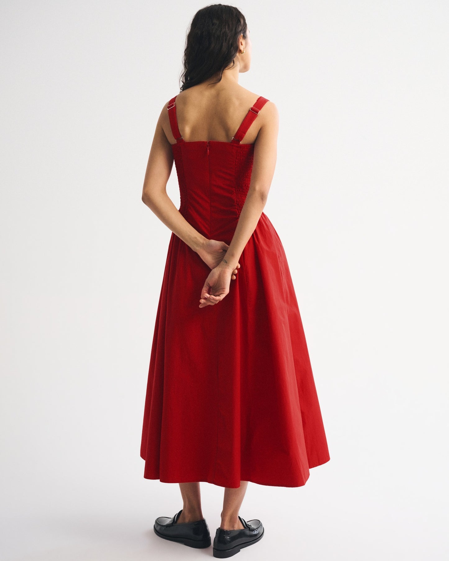 red slim large pendulum slip dress