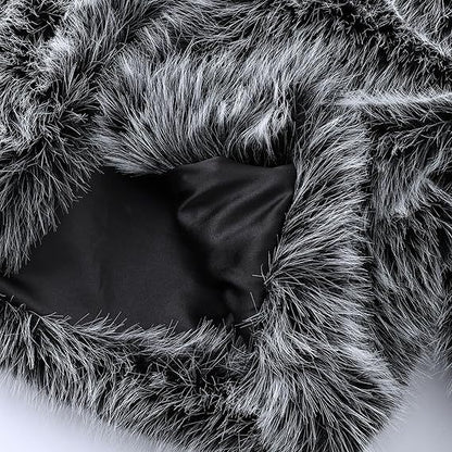 faux fur long-sleeved front open cropped coats