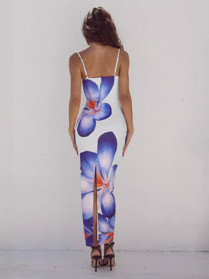 vivien floral print bodycon maxi dress
