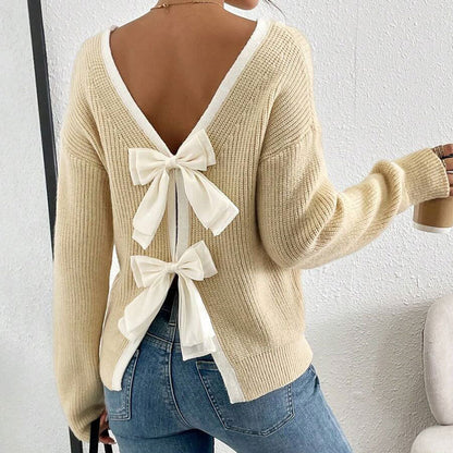 Relaxed Fit Ribbed Knit Sweater with Contrast Trim Crew Neck Premium Fabric - product view 5