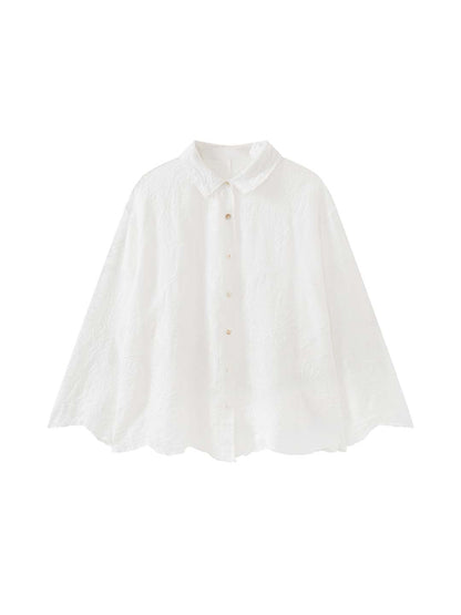 Lightweight Embroidered Paisley Cardigan Shirt - White