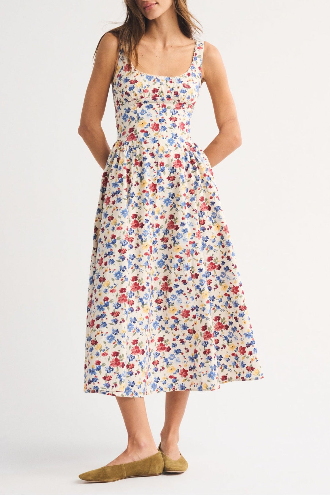 floral print slim large pendulum slip dress