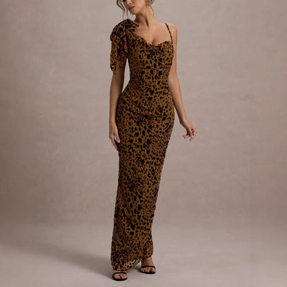 Leopard print halter bodycon skirt