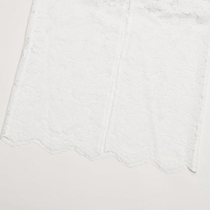 White Floral Lace Midi Dress Premium Fabric - product view 14