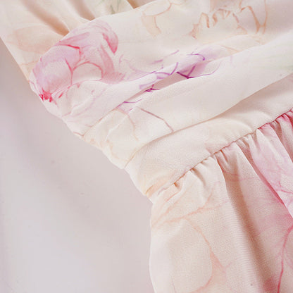 murray floral print halter backless mini dress - pink