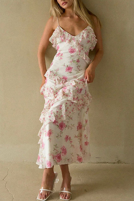 Elodie Tiered Ruffle Floral Cami Maxi Dress