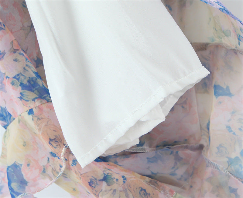 rebecca Floral print ruffle backless maxi dress - blue