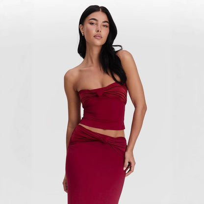 alison red Strapless two-piece set