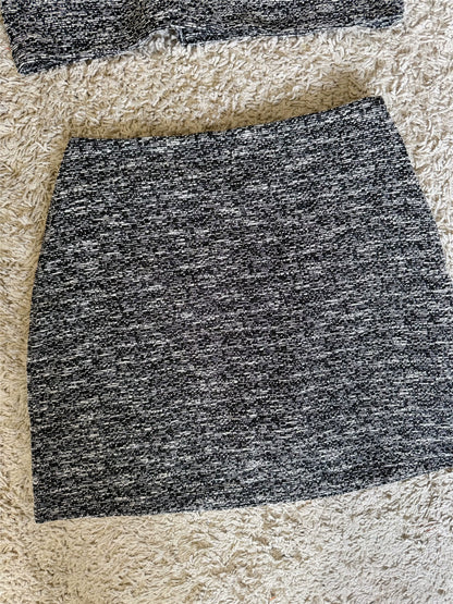mixed silver thread fine glitter gold button vest hip-hugging skirt