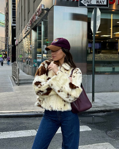 leopard print fur coat
