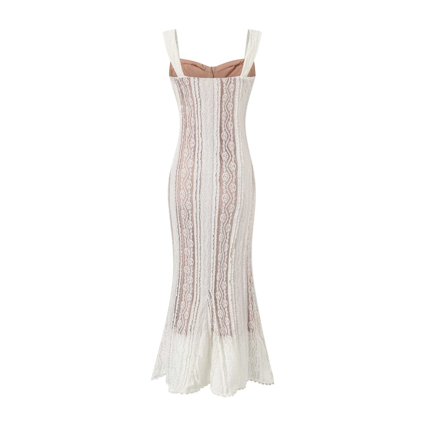 Spaghetti strap lace off-shoulder maxi dress