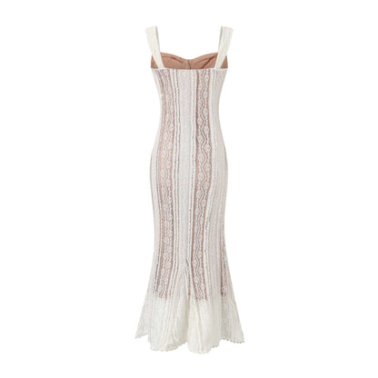 beverly Spaghetti strap lace off-shoulder dress