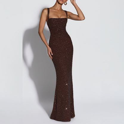brown slip maxi dress