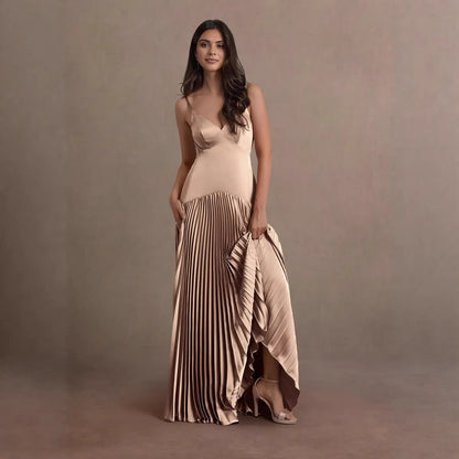 pleated evening dress