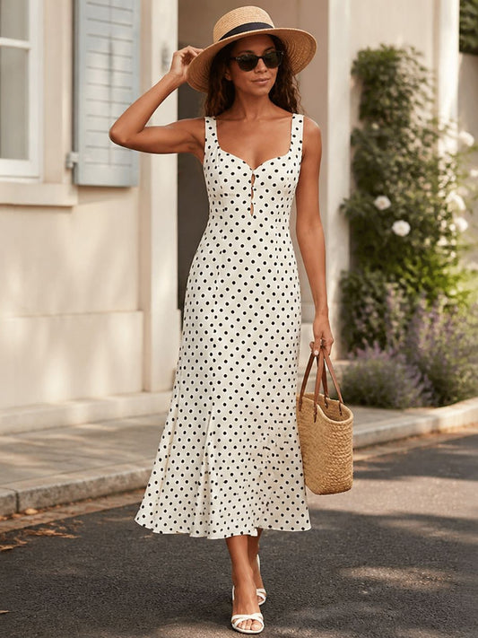 white square neck suspender backless maxi dress