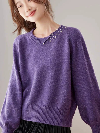 Beaded Round Neck Sweater